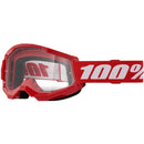 100% STRATA MINI PEE WEE KIDS RED & WHITE GOGGLES WITH CLEAR LENS