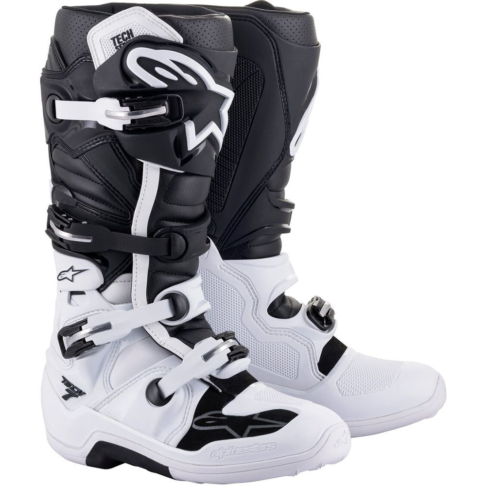 ALPINESTARS 2024 TECH 7 WHITE & BLACK BOOTS