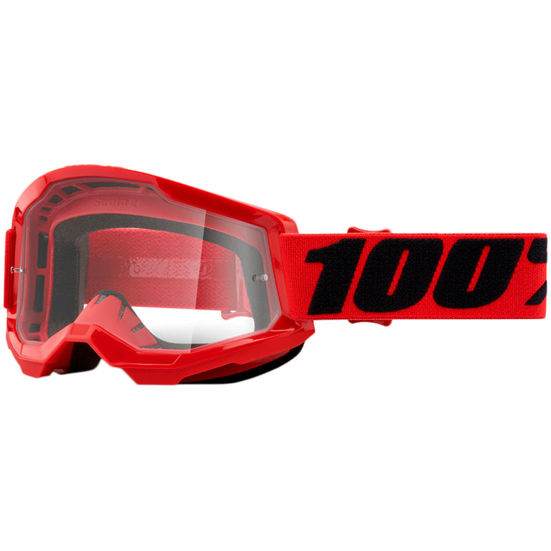 100% STRATA 2 KIDS RED GOGGLES WITH CLEAR LENS