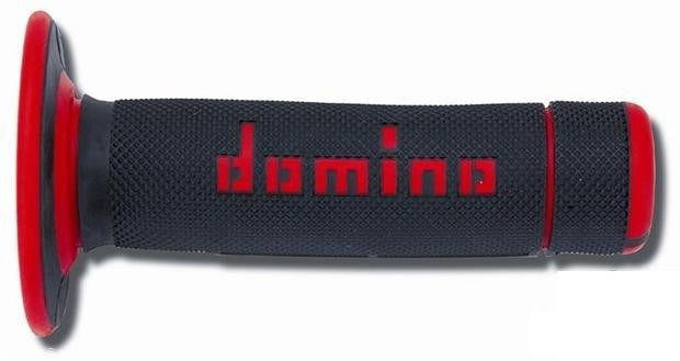 DOMINO DUALLY RED & BLACK HALF WAFFLE GRIPS
