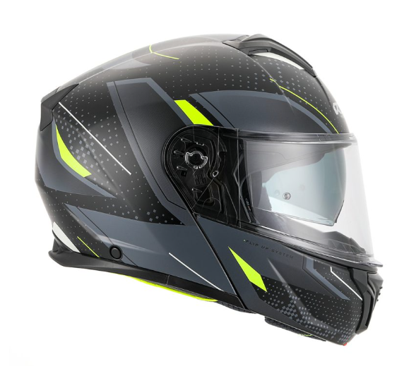 RXT 918 FLIP-UP FUSION MATT BLACK, GREY & FLURO HELMET