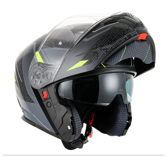 RXT 918 FLIP-UP FUSION MATT BLACK, GREY & FLURO HELMET