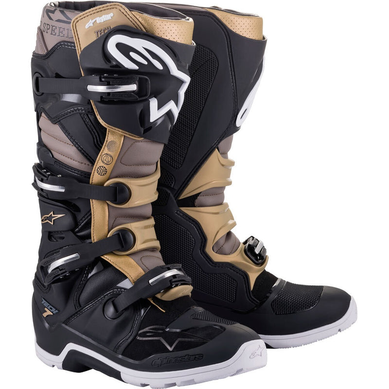 ALPINESTARS 2025 TECH 7 ENDURO DRYSTAR BLACK & GOLD BOOTS