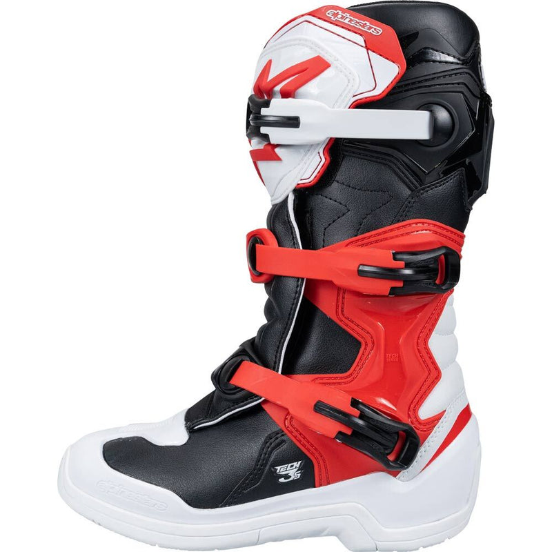 ALPINESTARS 2026 TECH 3S WHITE, BLACK & BRIGHT RED KIDS BOOTS