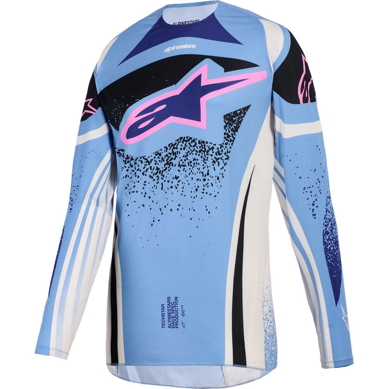 ALPINESTARS 2026 TECHSTAR NOMUR LIGHT BLUE, OFF WHITE & BLACK WOMENS JERSEY