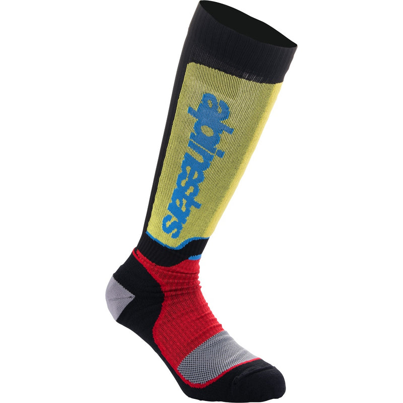 ALPINESTARS MX PLUS BLACK, RED & LIGHT BLUE KIDS SOCKS