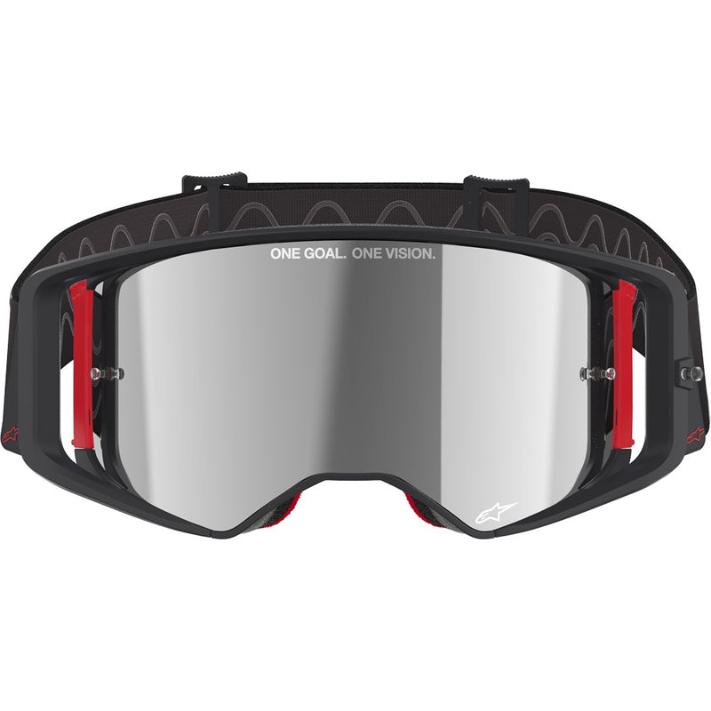 ALPINESTARS SUPERTECH CORP BLACK & RED GOGGLES WITH SILVER MIRROR LENS