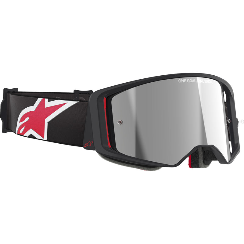 ALPINESTARS SUPERTECH CORP BLACK & RED GOGGLES WITH SILVER MIRROR LENS