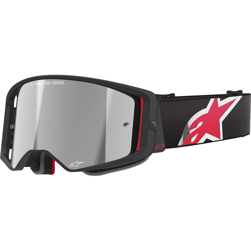 ALPINESTARS SUPERTECH CORP BLACK & RED GOGGLES WITH SILVER MIRROR LENS