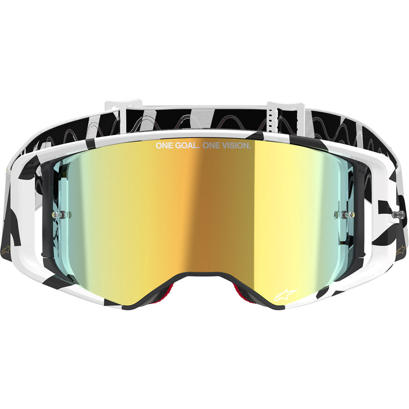 ALPINESTARS SUPERTECH CORP WHITE & GOLD GOGGLES WITH GOLD MIRROR LENS