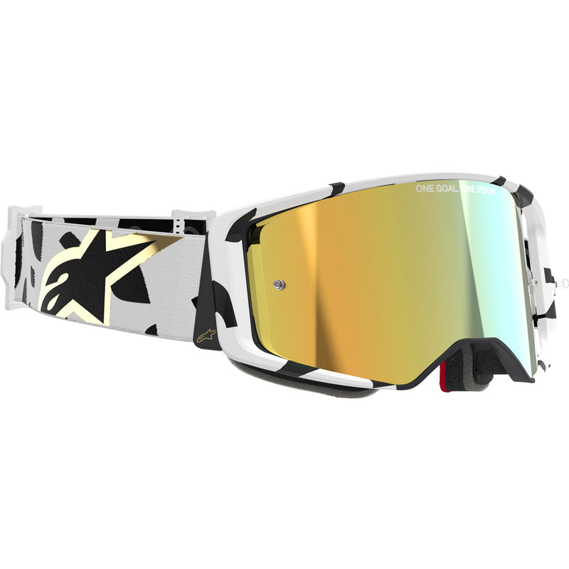 ALPINESTARS SUPERTECH CORP WHITE & GOLD GOGGLES WITH GOLD MIRROR LENS