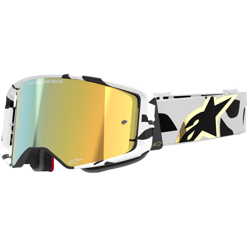 ALPINESTARS SUPERTECH CORP WHITE & GOLD GOGGLES WITH GOLD MIRROR LENS