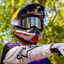 ALPINESTARS SUPERTECH H96AS HUNTER LAWRENCE PURPLE & WHITE GOGGLES WITH SILVER MIRROR LENS