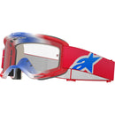 ALPINESTARS VISION 5 CORP RED, WHITE & BLUE GOGGLES WITH CLEAR LENS