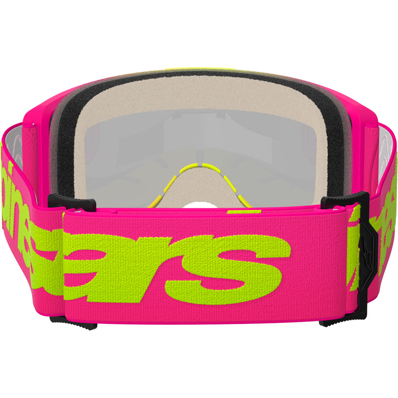 ALPINESTARS VISION 5 WORDMARK PINK & FLUROO YELLOW GOGGLES WITH RED MIRROR LENS