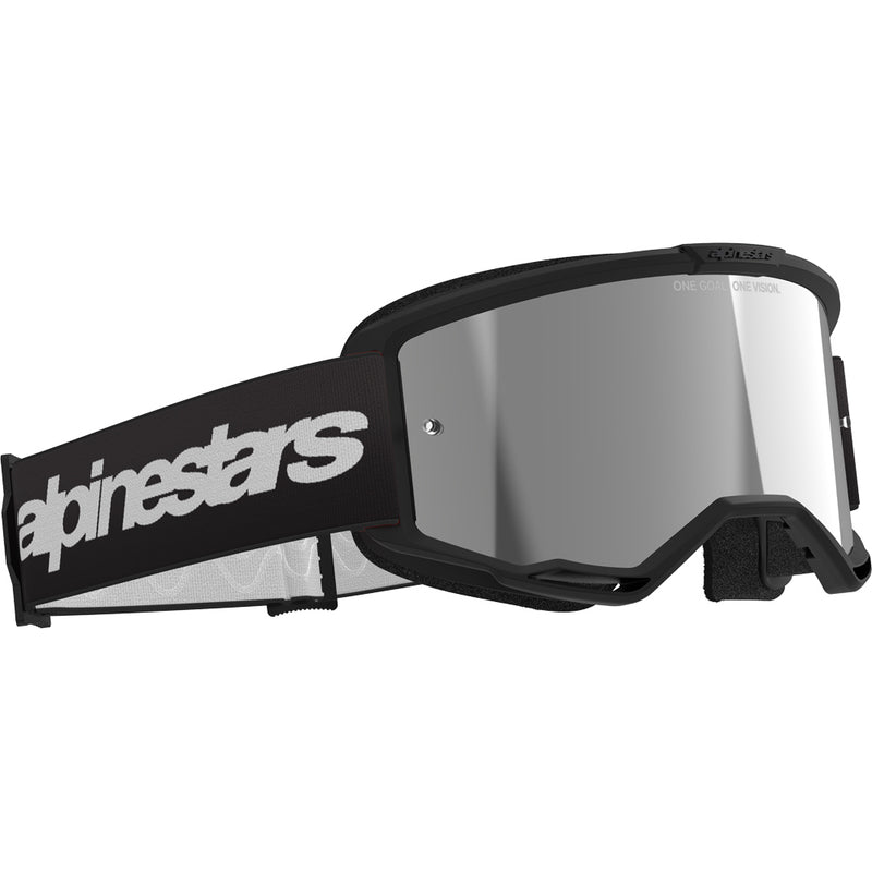 ALPINESTARS VISION 3 WORDMARK BLACK GOGGLES WITH SILVER MIRROR LENS