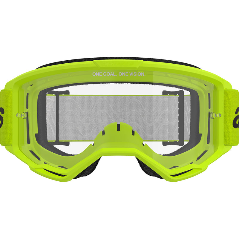 ALPINESTARS VISION 3 WORDMARK FLURO YELLOW GOGGLES WITH CLEAR LENS