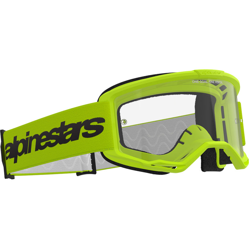 ALPINESTARS VISION 3 WORDMARK FLURO YELLOW GOGGLES WITH CLEAR LENS