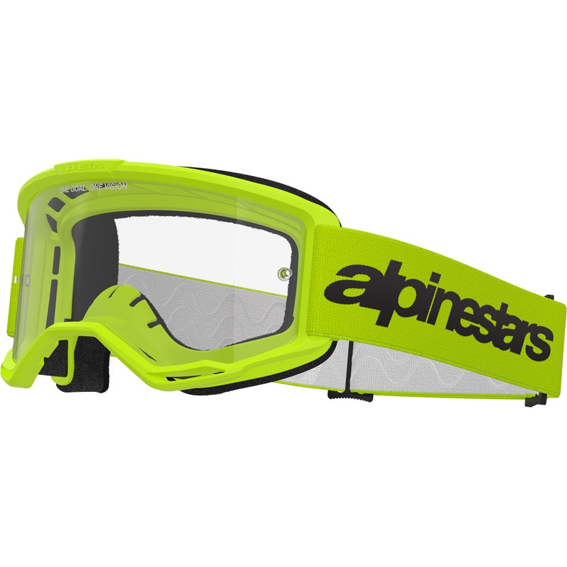 ALPINESTARS VISION 3 WORDMARK FLURO YELLOW GOGGLES WITH CLEAR LENS