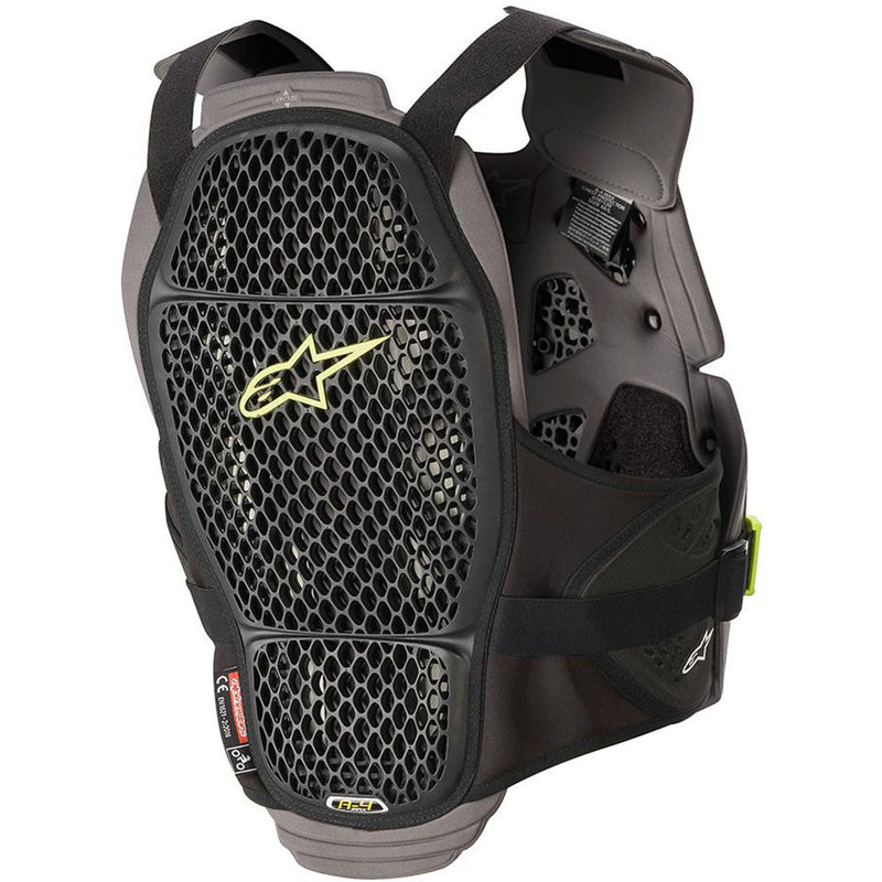 ALPINESTARS A-4 MAX BLACK, ANTHRACITE & FLUORESCENT YELLOW CHEST PROTECTOR