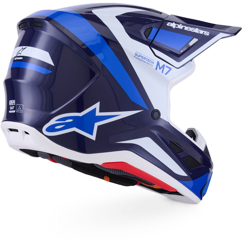 ALPINESTARS 2026 S-M7 RISE BLUE & WHITE GLOSSY HELMET