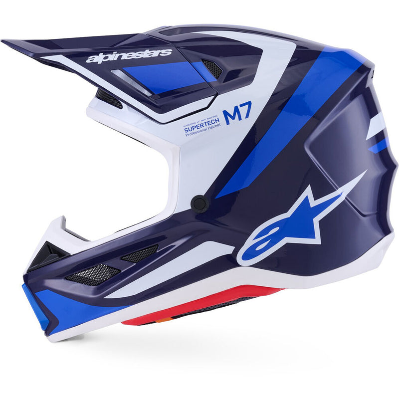 ALPINESTARS 2026 S-M7 RISE BLUE & WHITE GLOSSY HELMET
