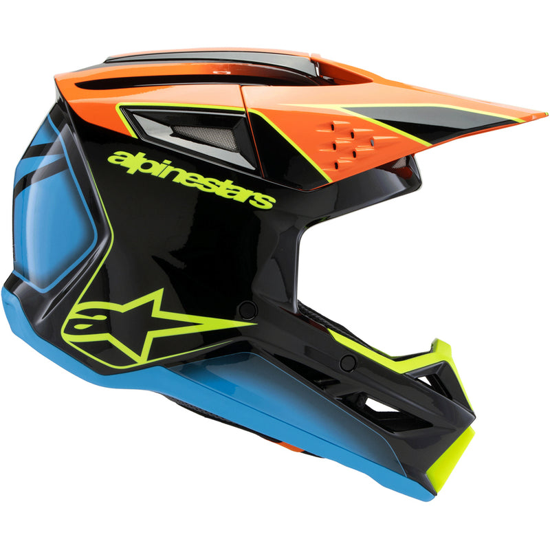 ALPINESTARS 2025 S-M3 FRAY BLACK, ORANGE & FLURO YELLOW KIDS HELMET