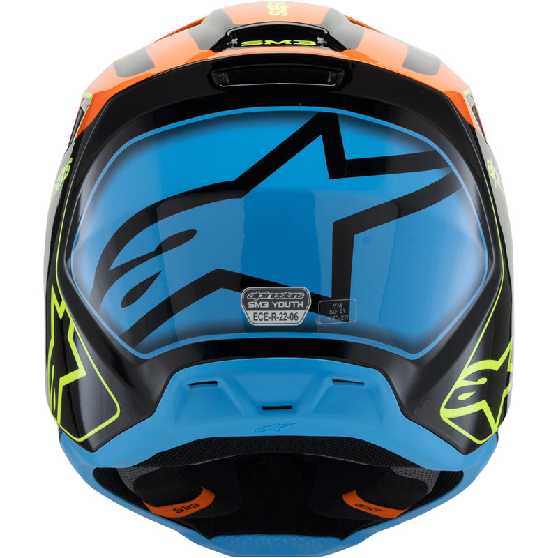 ALPINESTARS 2025 S-M3 FRAY BLACK, ORANGE & FLURO YELLOW KIDS HELMET