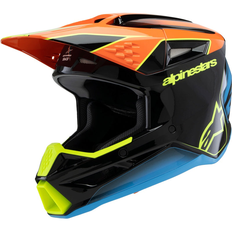 ALPINESTARS 2025 S-M3 FRAY BLACK, ORANGE & FLURO YELLOW KIDS HELMET