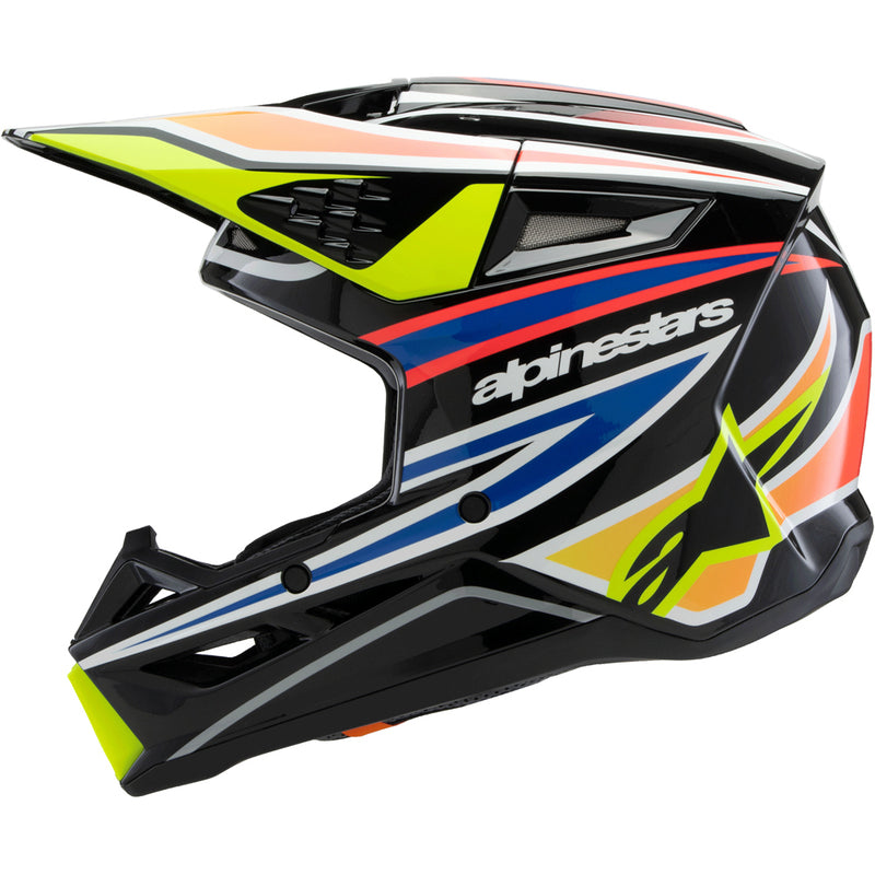 ALPINESTARS 2025 S-M3 WURX YELLOW, BLUE & RED KIDS HELMET