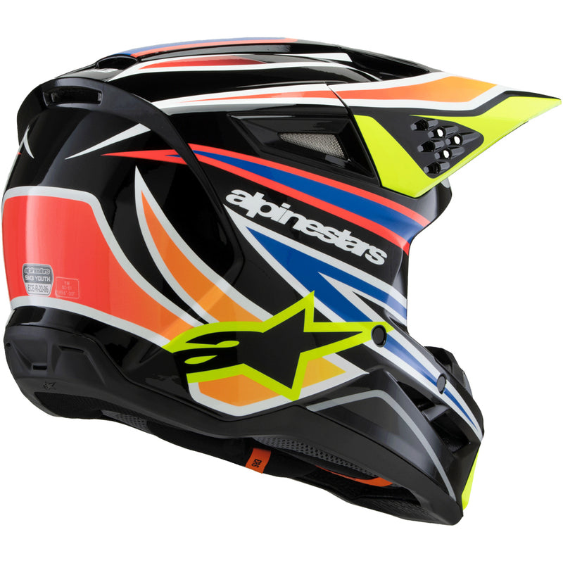 ALPINESTARS 2025 S-M3 WURX YELLOW, BLUE & RED KIDS HELMET