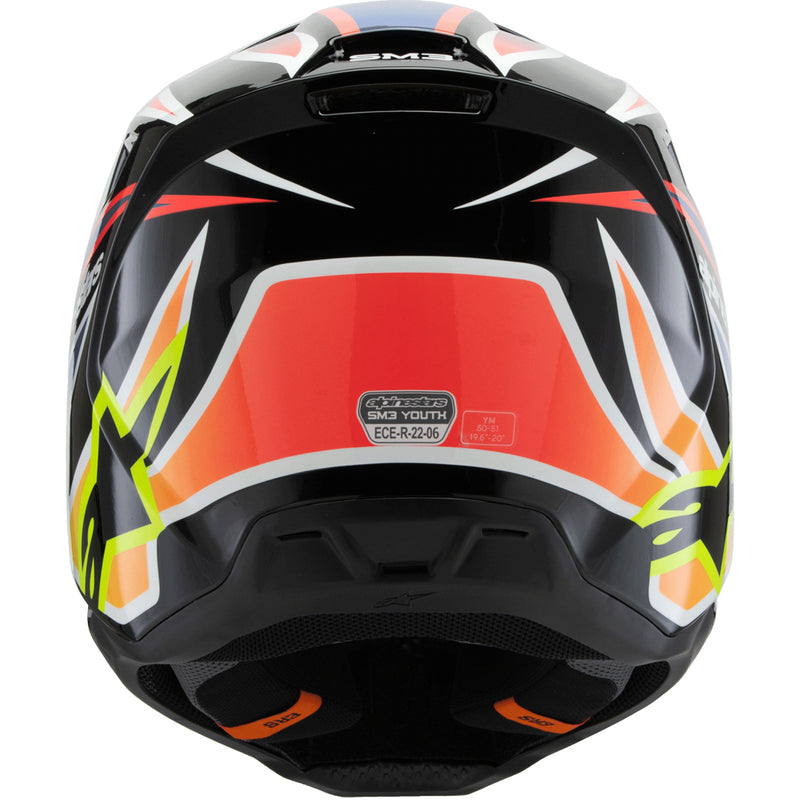 ALPINESTARS 2025 S-M3 WURX YELLOW, BLUE & RED KIDS HELMET