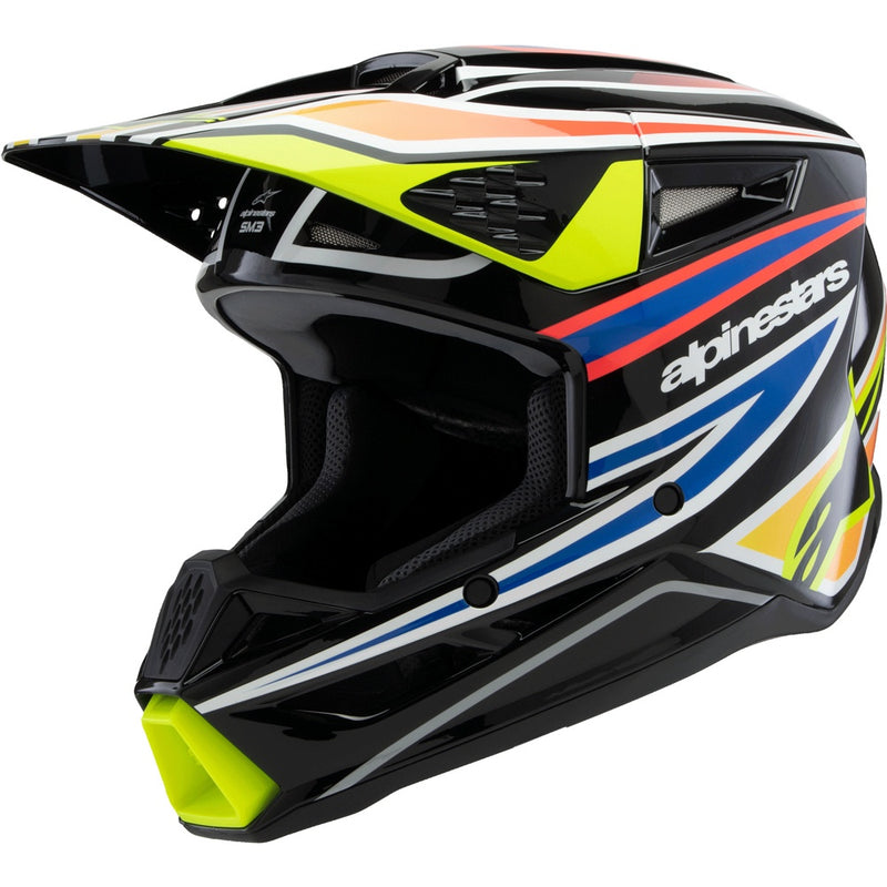 ALPINESTARS 2025 S-M3 WURX YELLOW, BLUE & RED KIDS HELMET