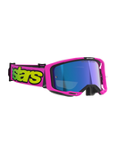 ALPINESTARS VISION 8 VISTA PINK & YELLOW GOGGLES WITH BLUE MIRROR LENS