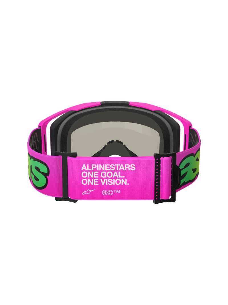 ALPINESTARS VISION 8 VISTA PINK & YELLOW GOGGLES WITH BLUE MIRROR LENS
