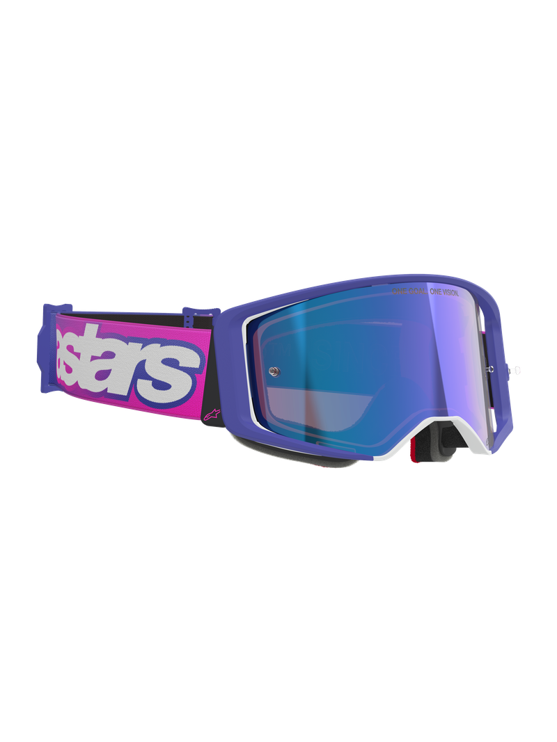 ALPINESTARS SUPERTECH VISTA PURPLE FLURO-PINK GOGGLES WITH BLUE MIRROR LENS