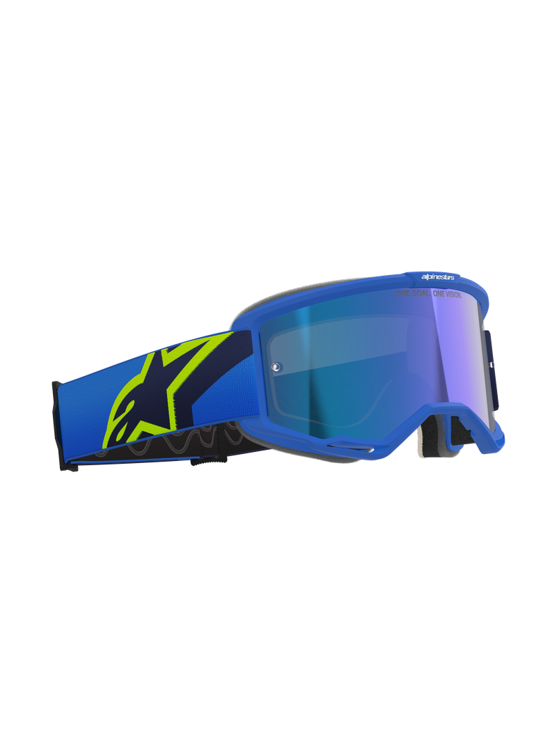 ALPINESTARS VISION 5 CORP BLUE & FLURO-YELLOW GOGGLES WITH BLUE MIRROR LENS