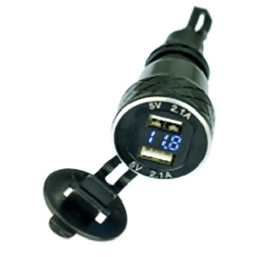 MOTOPLUG DUAL USB W / VOLTMETER