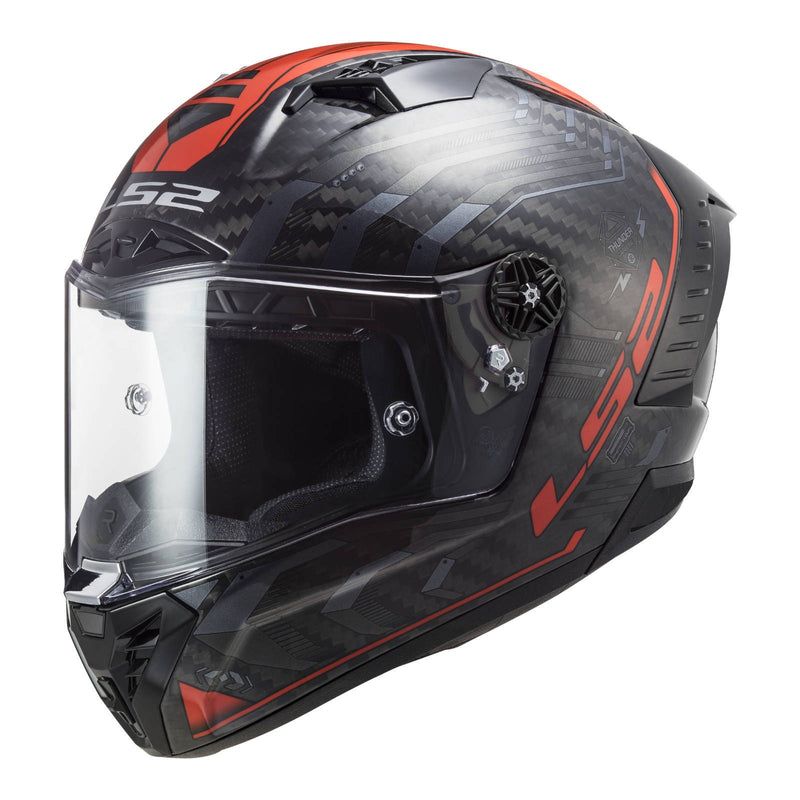 LS2 FF805C THUNDER SPUTNIK METAL & RED CARBON HELMET