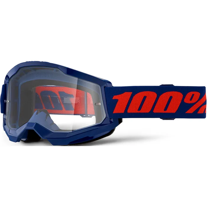 100% STRATA 2 NAVY GOGGLES WITH CLEAR LENS