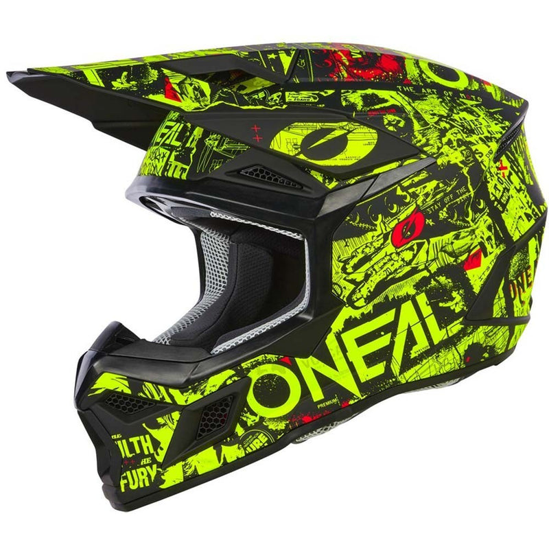 ONEAL 2025 3 SERIES ATTACK BLACK & NEON YELLOW KIDS HELMET