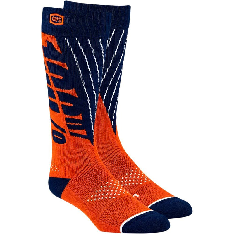 100% PERCENT TORQUE COMFORT NAVY & ORANGE MOTO SOCKS