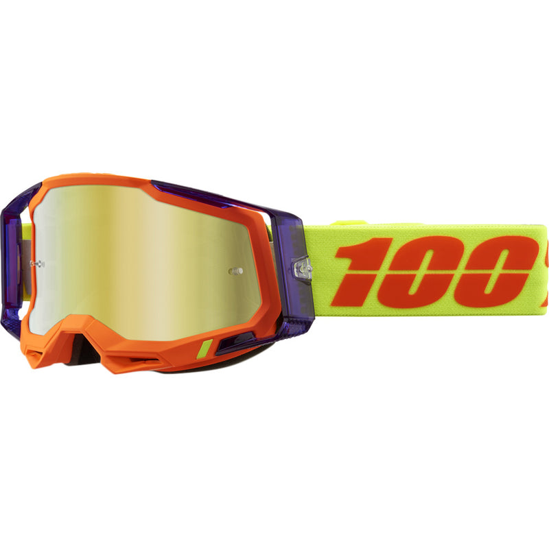 100% RACECRAFT 2 PANAM GOGGLES WITH GOLD MIRROR LENS