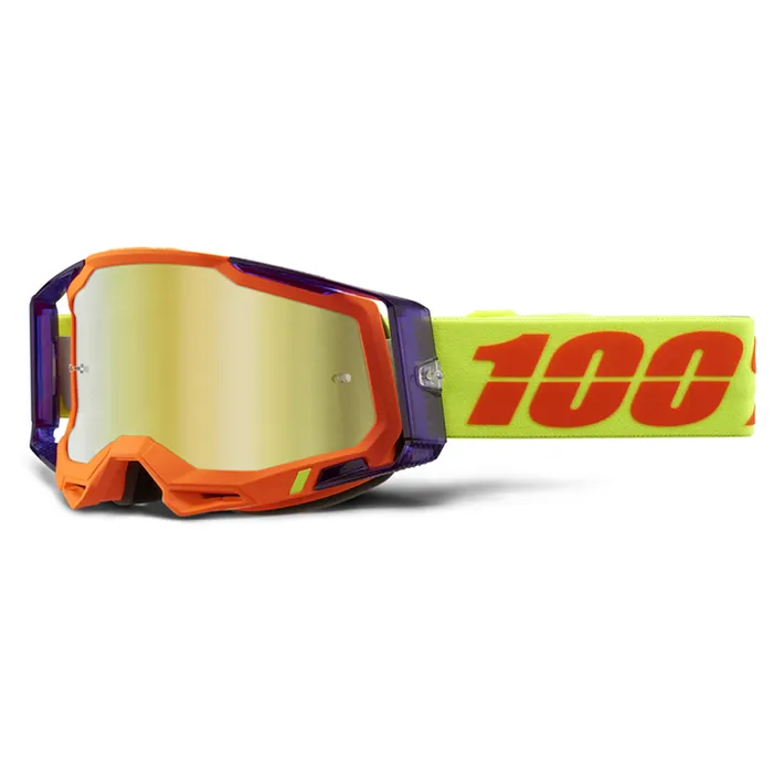 100% RACECRAFT 2 PANAM GOGGLES WITH GOLD MIRROR LENS