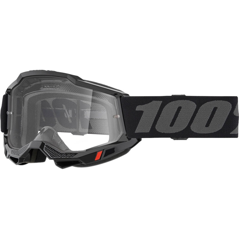 100% ACCURI 2 BLACK GOGGLES WITH CLEAR LENS