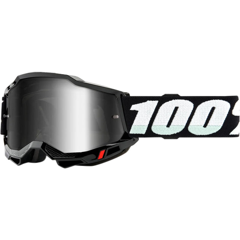 100% STRATA 2 KIDS BLACK GOGGLES WITH SILVER MIRROR LENS
