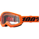 100% STRATA 2 NEON ORANGE GOGGLES WITH CLEAR LENS