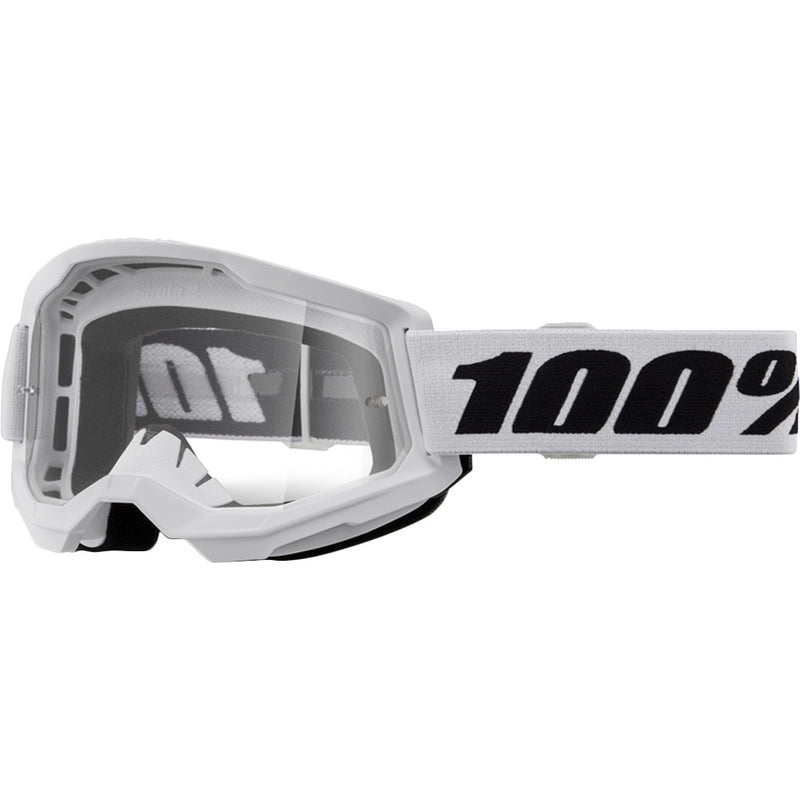 100% STRATA 2 WHITE GOGGLES WITH CLEAR LENS