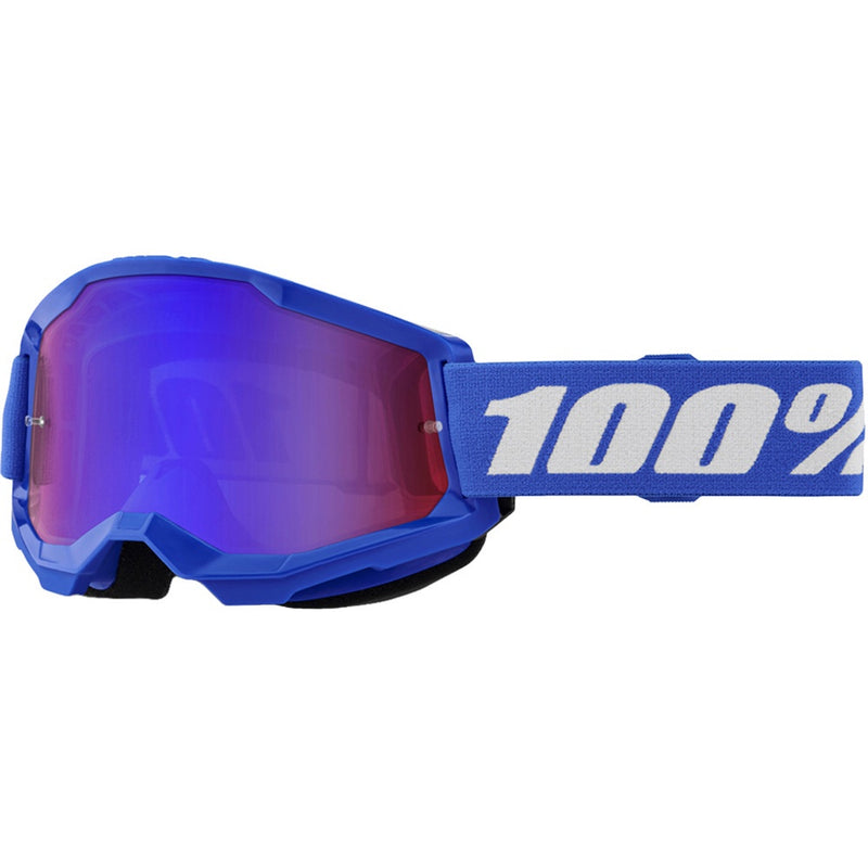 100% STRATA 2 BLUE GOGGLES WITH RED/BLUE MIRROR LENS