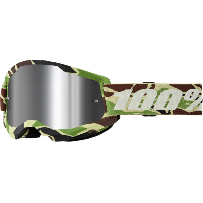 100% STRATA 2 WAR CAMO GOGGLES WITH SILVER MIRROR LENS